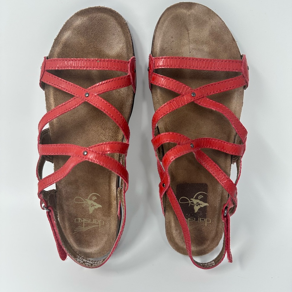 Dansko Jolie Red Strappy Leather Comfort Sandals Women's 40 - Picture 4 of 15